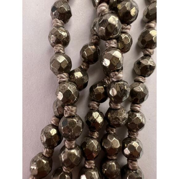 NEW pyrite multi strand necklace with sterling silver clasp - Picture 7 of 14